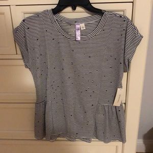 Striped T-shirt with distressing.